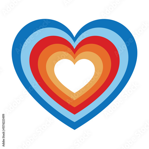 Concentric heart shape with rainbow colors love colorful