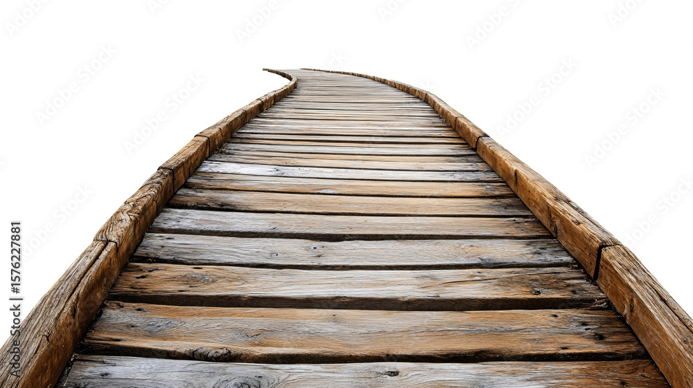 Obraz premium Boardwalk for Outdoor Leisure and Coastal Design - Isolated on White Background