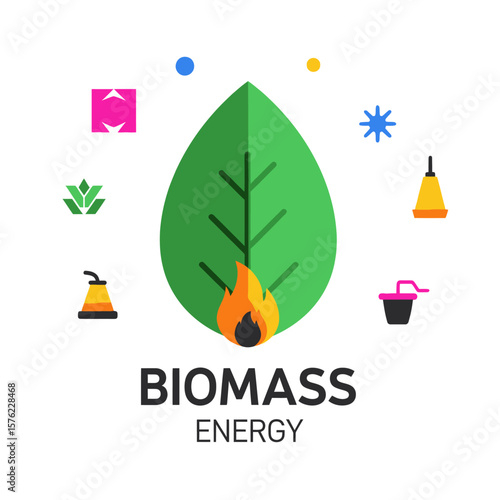 Biomass Energy Concept Flat Icon
