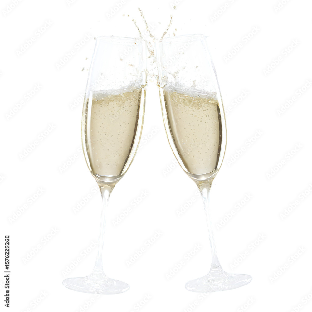 pair of splashing champagne glasses isolated on transparent background pair of splashing champagne glasses isolated on transparent background