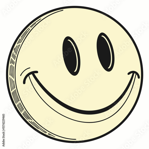 Playful cartoon smiley face with a cheerful expression embodying happiness and lightheartedness in a minimalistic style suitable for diverse