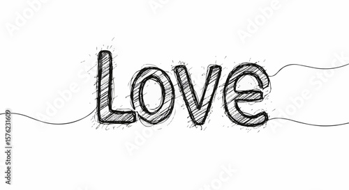 Love written in simple typography with a line design, symbolizing a heartfelt connection and emotional bond.