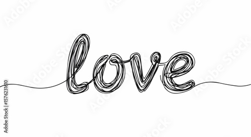 Love word sketch with clean and minimalist style. 