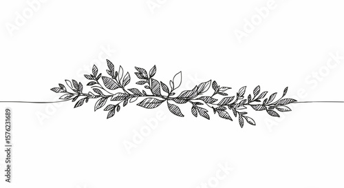 Wallpaper Mural Elegant Foliage Drawing.  Torontodigital.ca