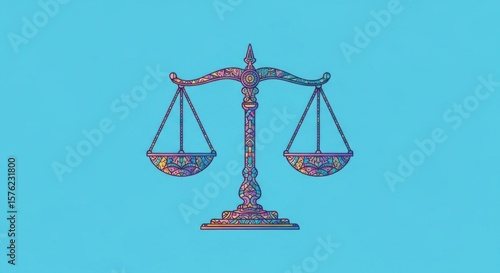 Retro Style Balance Scales Symbol for Justice and Law