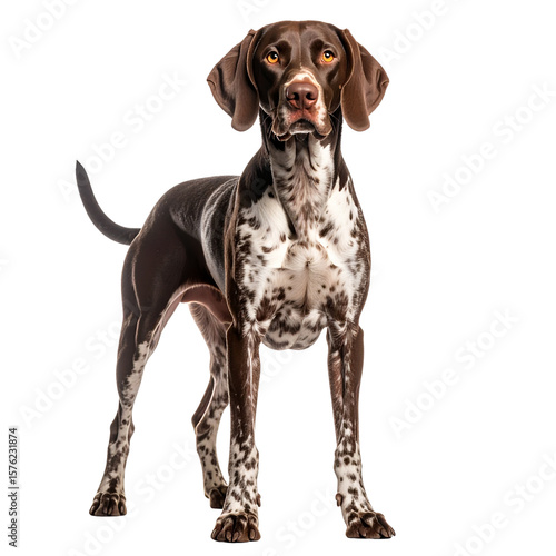 Alert German Shorthaired Pointer Standing Proudly, Isolated on Transparent Background