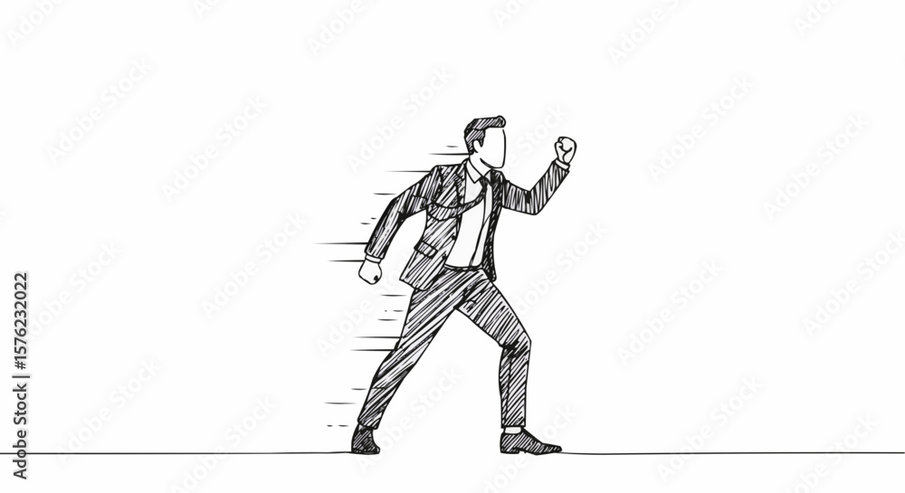 Fototapeta premium An illustration of a businessman in motion with a linear and minimal style.