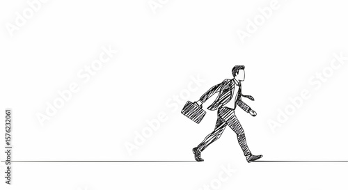 Businessman walking with briefcase. 