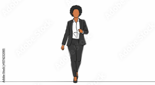 Professional Woman in a Power Suit Walking Confidently. 
