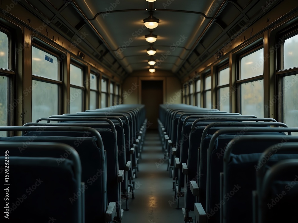 Obraz premium Empty seats in the passenger train cabin