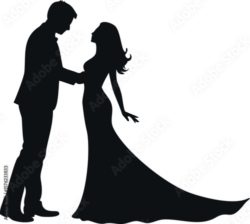 Wallpaper Mural Romantic Silhouette of a Bride and Groom Torontodigital.ca