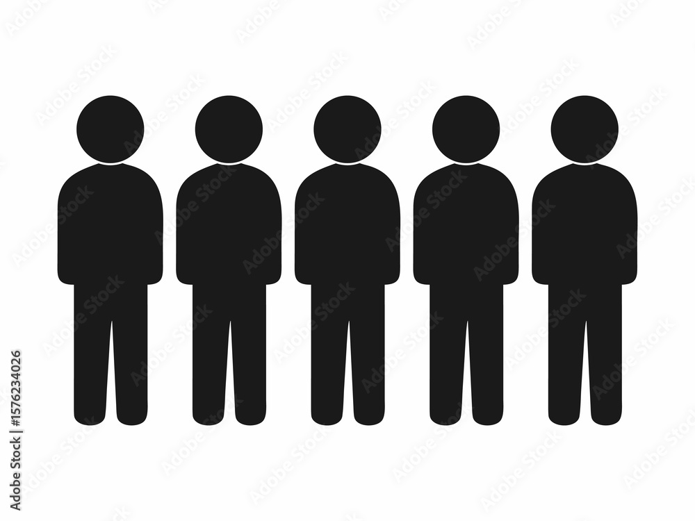 Five Simple Person Icons in a Row Five Simple Person Icons in a Row