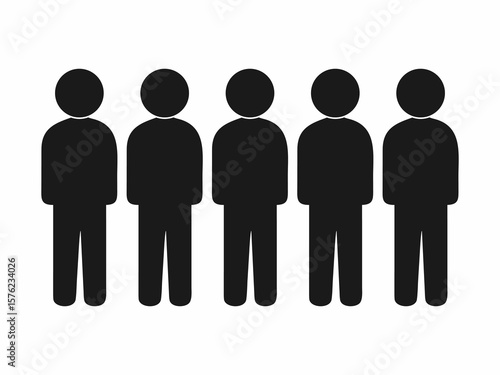 Five Simple Person Icons in a Row