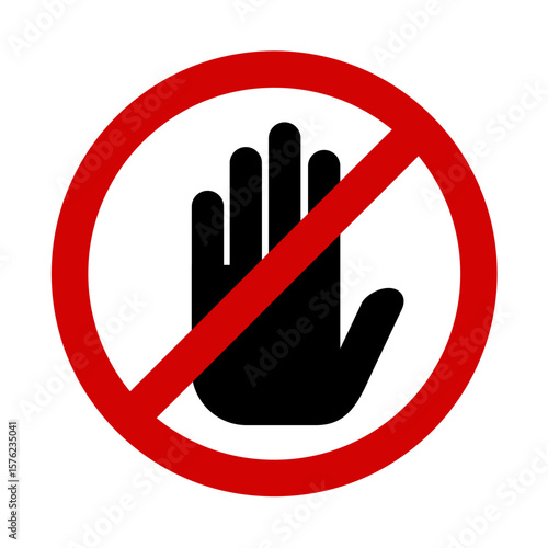 No Hand Gesture Entry Sign. Vector image