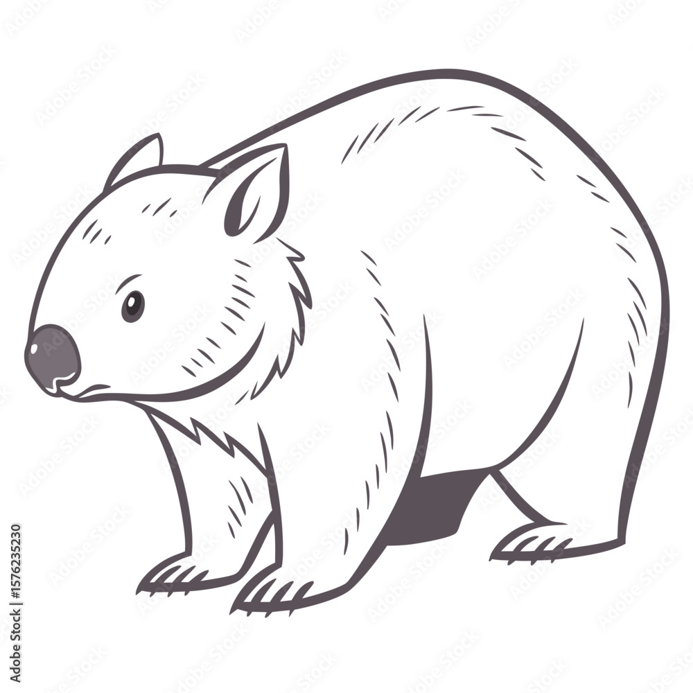 Fototapeta premium Minimalist Line Drawing of a Curious Bear with Simplified Features and Clean Design for Wildlife Illustration