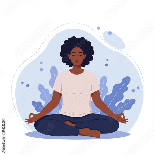 Meditating Woman in Lotus Pose Practicing Mindfulness and Relaxation