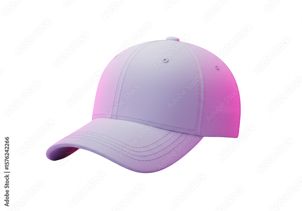 Fototapeta premium Isolated White Baseball Cap with Neon Pink Glow