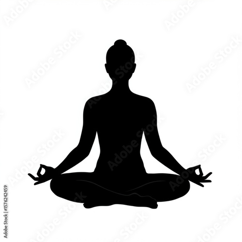 Black Silhouette of Person Meditating in Lotus Position