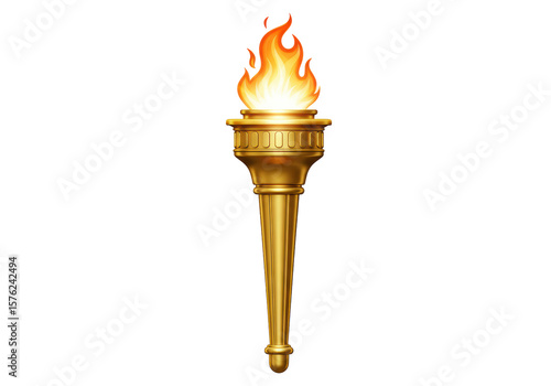 Isolated Gold Olympic Torch Flame of Inspiration
