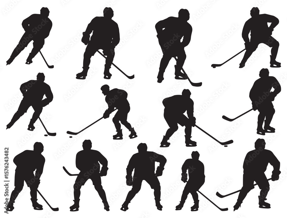 Naklejka premium ICE HOCKEY PLAYERS SILHOUETTE.