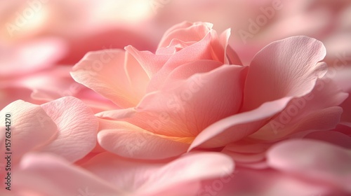 Close-up of delicate pink rose petals.