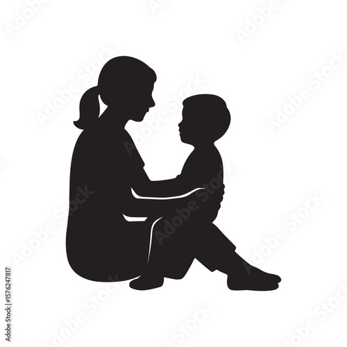 Mother and child silhouette sharing a tender moment of connection and love