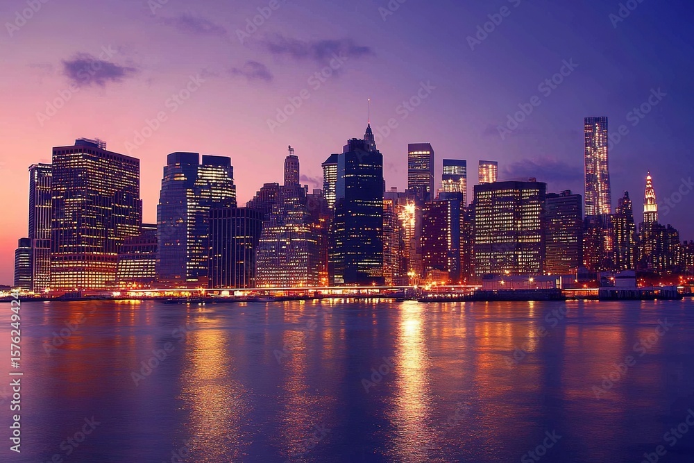Fototapeta premium New York style cityskyline at twilight