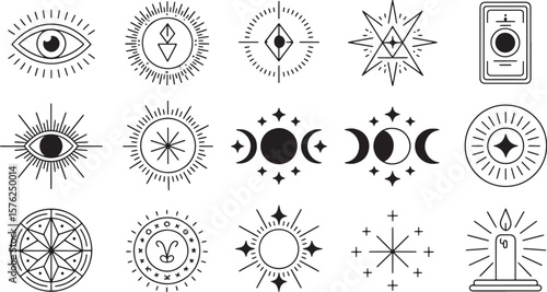 Mystical Celestial Occult Astrological Moon Sun Star Universe Symbols