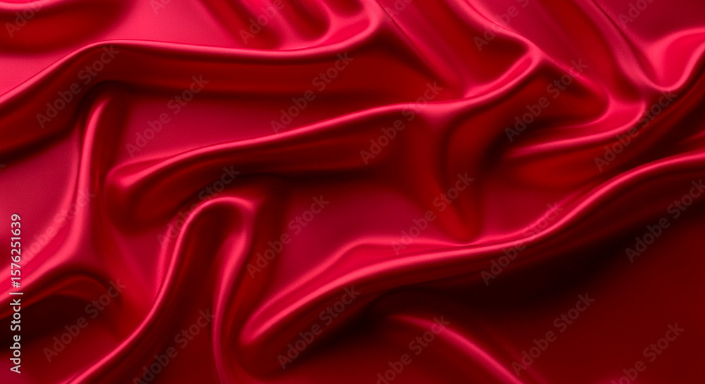 Obraz premium Glossy Emerald Silk Close-up Background Of Crimson Red Silk Fabric 