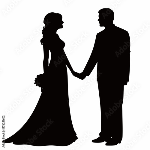 Wallpaper Mural Silhouette of bride and groom in romantic wedding pose vector illustration Torontodigital.ca