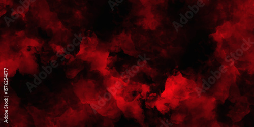 Red color powder explosion isolated on black background. Colorful dust explode. Paint Holi, dust particles splash. Network concept with spray. Futuristic technology element. 3D rendering.