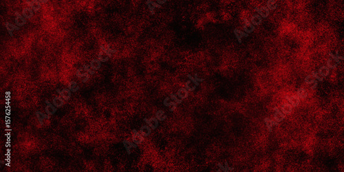 Red color powder explosion isolated on black background. Colorful dust explode. Paint Holi, dust particles splash. Network concept with spray. Futuristic technology element. 3D rendering.
