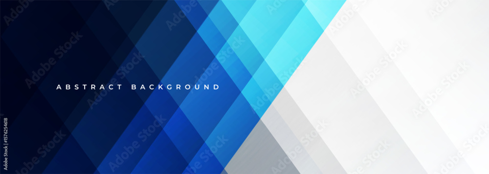 Obraz premium Dark blue and white modern abstract wide banner with geometric shapes. Vector illustration abstract background
