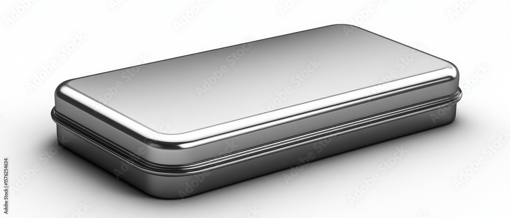 Metallic rectangular storage container isolated on white. Metallic rectangular storage container isolated on white.