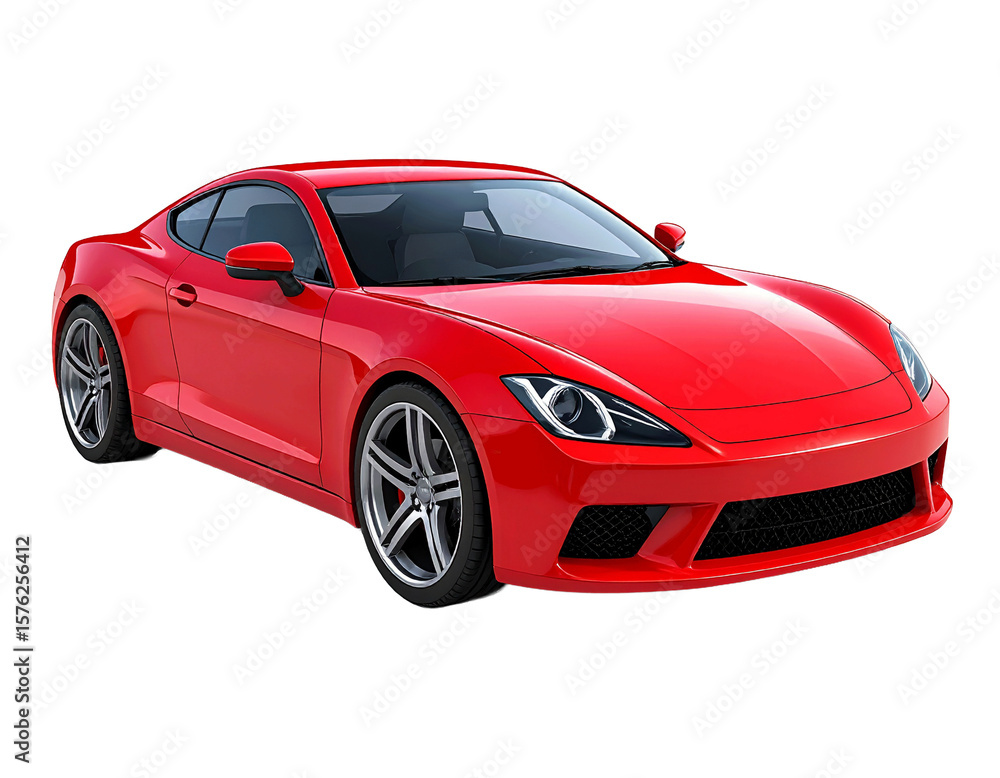 3D red sports car icon isolated on transparent background. PNG 3D red sports car icon isolated on transparent background. PNG