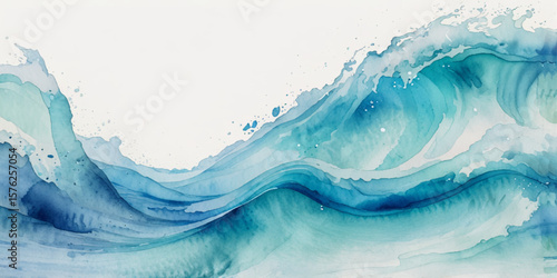 Abstract watercolor paint background by teal color blue and green with liquid fluid texture for background,  business 