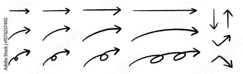 手書き矢印素材 おしゃれなペンの走り書き 各種長さセット