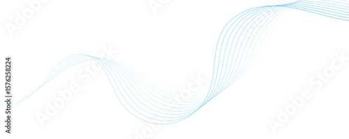 Abstract white and blue wave dynamic curve lines on white background. Energy technology concept modern backdrop design for business, presentation, banner.