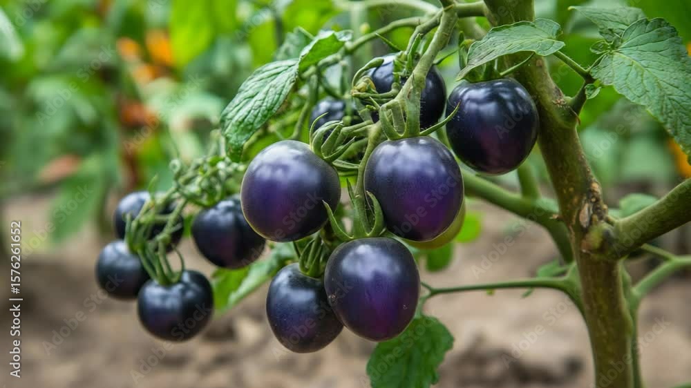 purple tomato ripe on it's plant at plantation
purple tomato ripe on it's plant at plantation