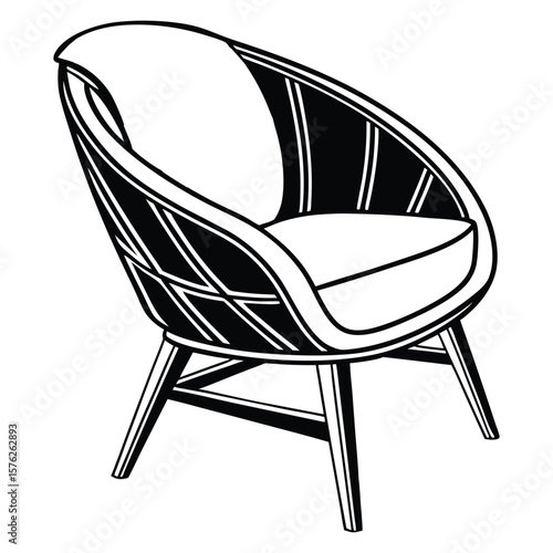 Wallpaper Mural Black and white chair with cushion in vector illustration Torontodigital.ca