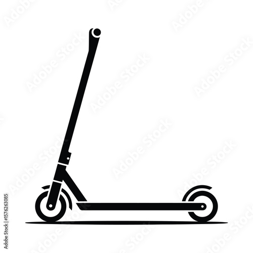 Black silhouette of a kick scooter isolated on white background