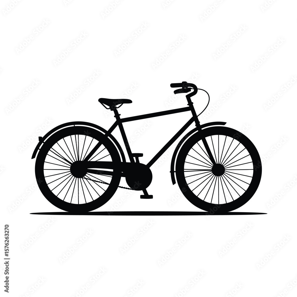Fototapeta premium Classic bicycle silhouette isolated on white background
