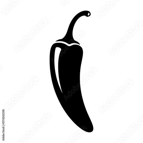 Illustration of a single black chili pepper on a plain white background