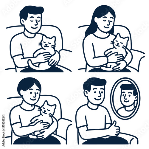 Cuddling cat brings joy and comfort, showcasing bond between pet and owner