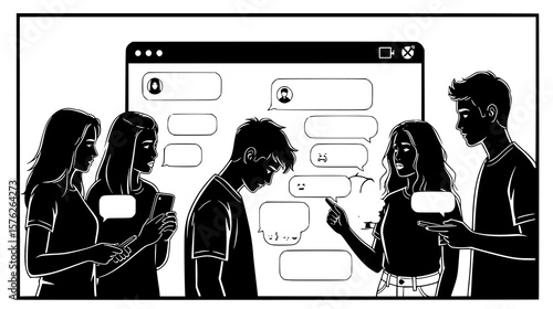 People discussing and messaging online