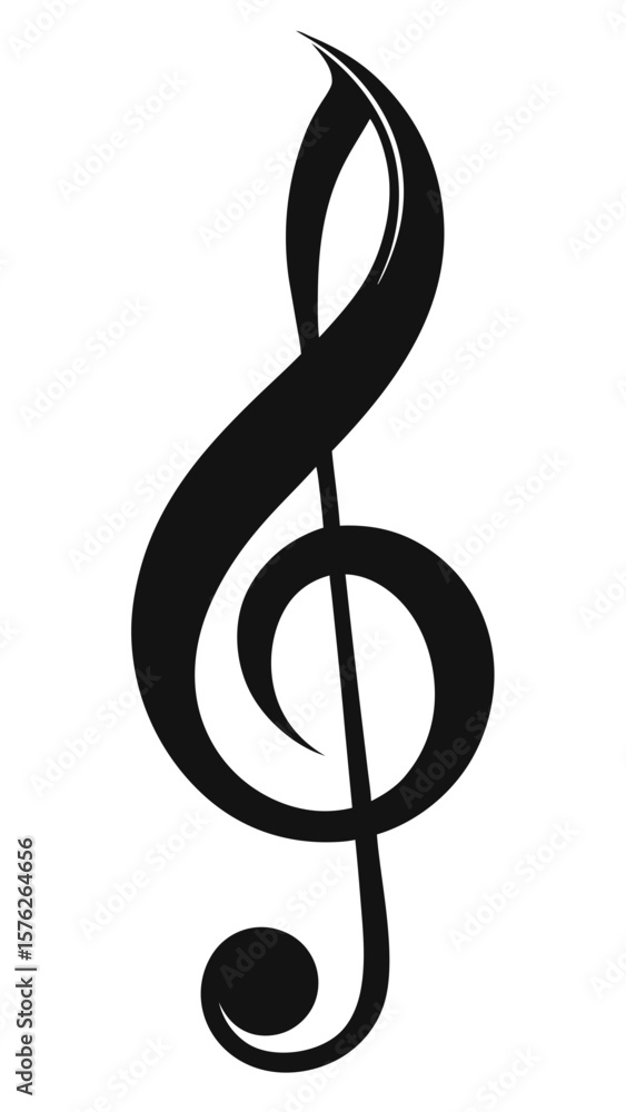 Obraz premium A black and white musical note with a stem. The note is a C and is the first note of the C major scale