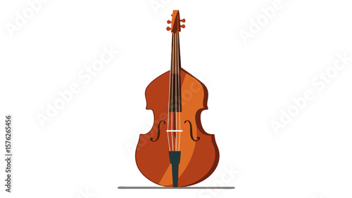 A large, brown, wooden, double bass