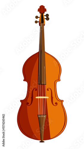 A large, brown, wooden, double bass
