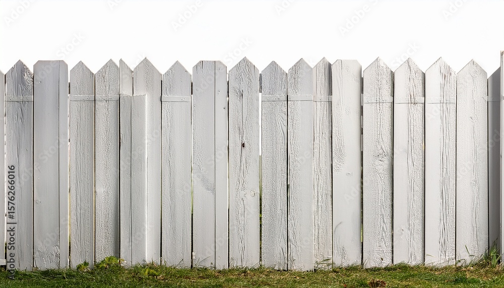 Fototapeta premium new white painted wooden fence on white background