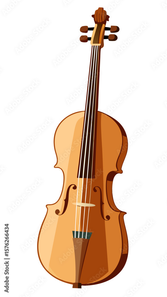 Fototapeta premium A violin is shown in a white background. The violin is a beautiful instrument with a brown wooden body and a brown bow. Concept of elegance and sophistication